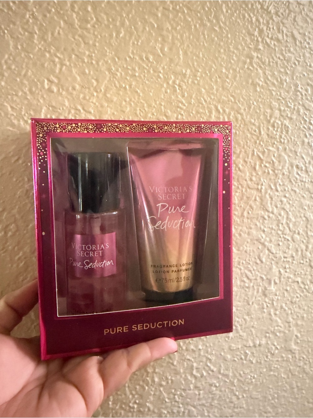 Victoria's Secret Pure Seduction Gift Set - Deep Pink with Gold Accents